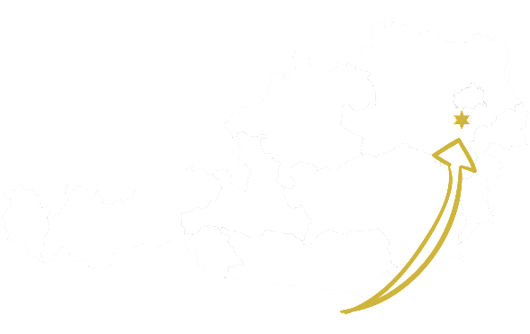 Karte von Österreich mit eingezeichneter Position von Schloss Schönau